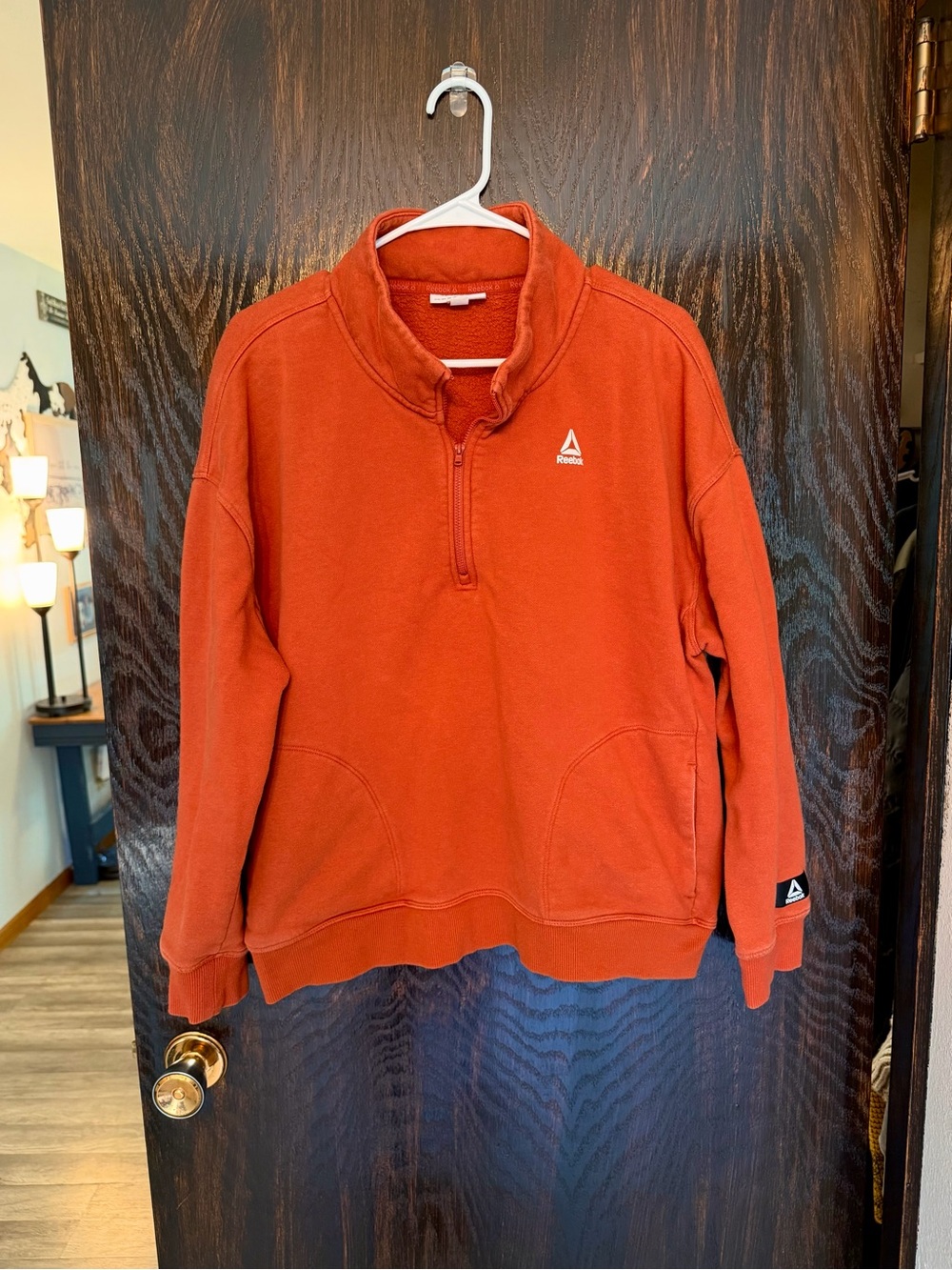 Reebok Men’s Zip-Up Fleece Pullover - Rust Orange
